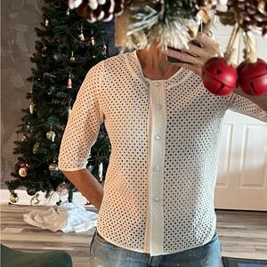 La Perla White Eyelet See-through Top Size 6